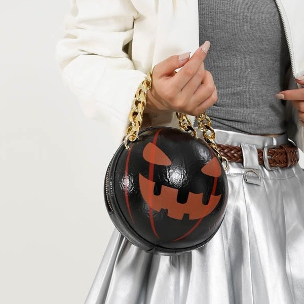 Halloween New Small Round Bag Fashionable Light Luxury Versatile Trendy Niche Design Pumpkin Bag Women's Shoulder Bag Designer Bag