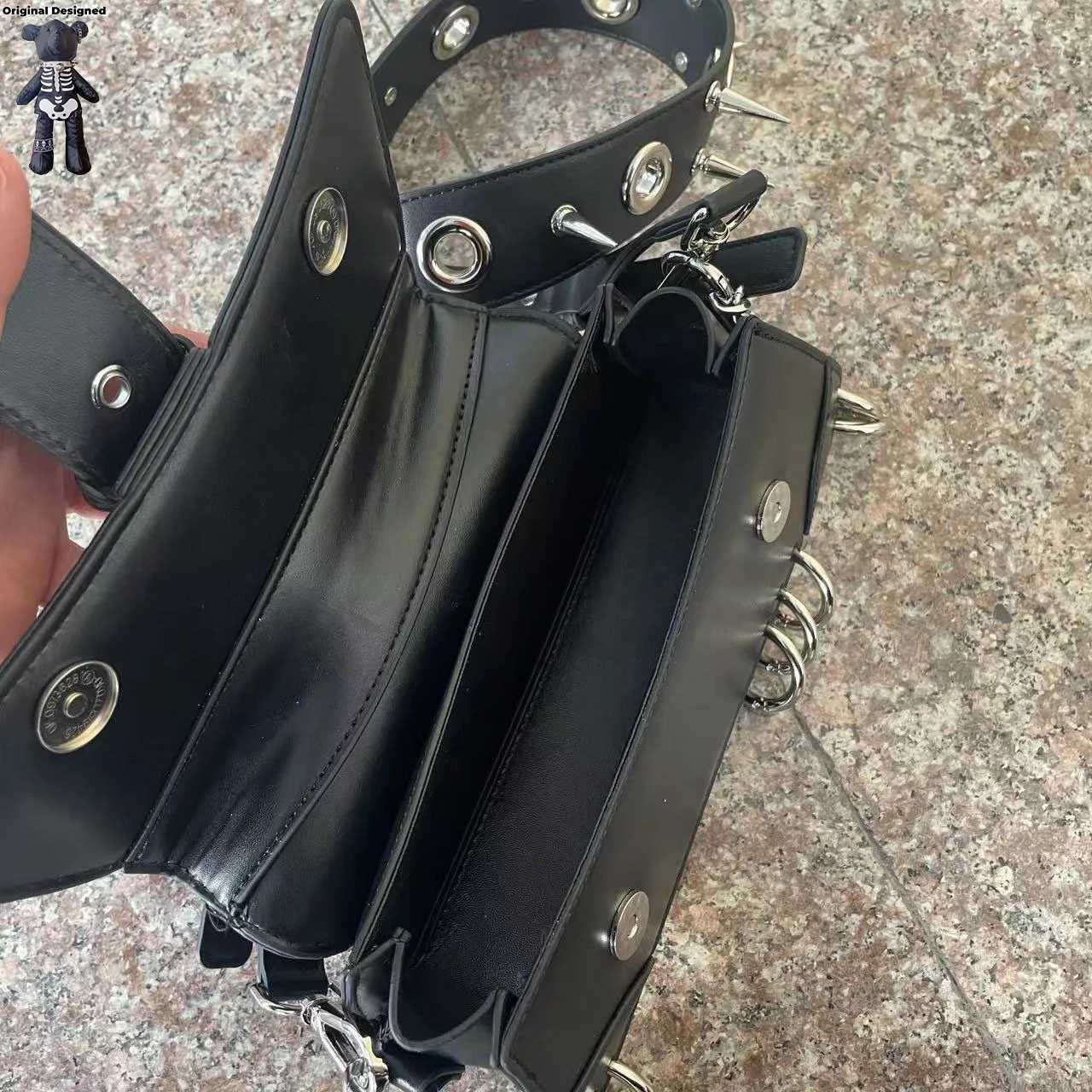 Y2K Vintage Gothic Cool Underarm Tote Bag spike Chain One Shoulder Handbag Leather Rock s Crossbody Bags Z250911