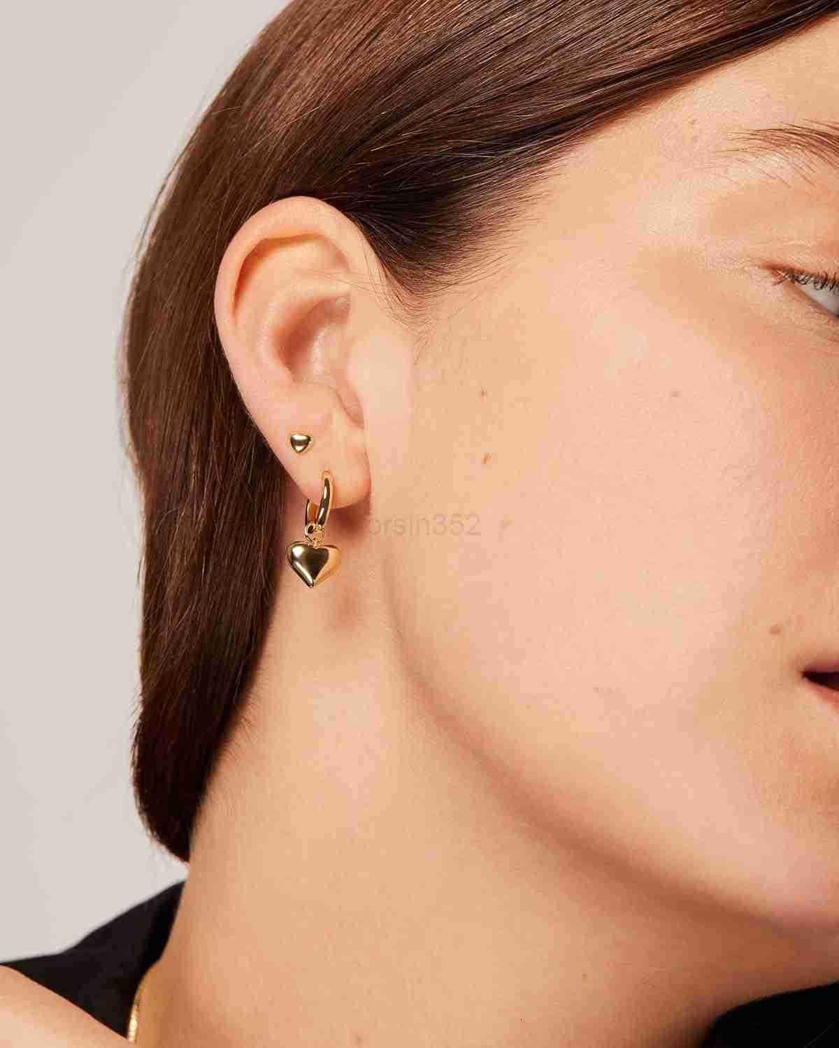 14K Gold Plated Sterling Silver Posts Charm Huggie Earrings for Women Lightweight Heart Moon Flower Star Drop Dangle Huggie Charm EarringW250911