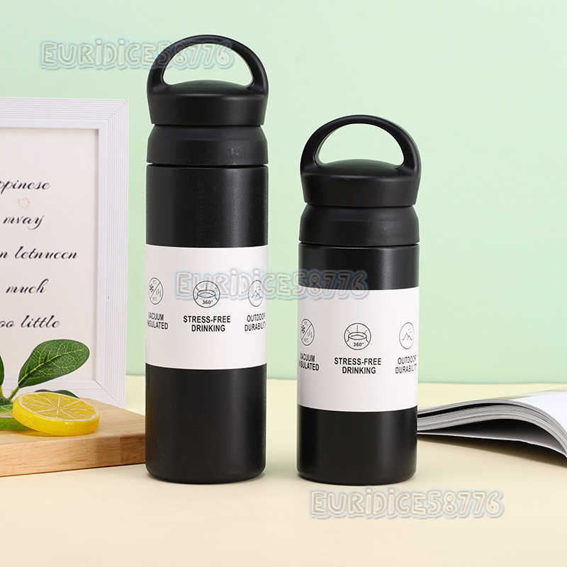 Minimalist Element Cup Handle 304 Stainless Steel Insulated Cup Frosted Doublelayer Men and Women Water Cup H250911