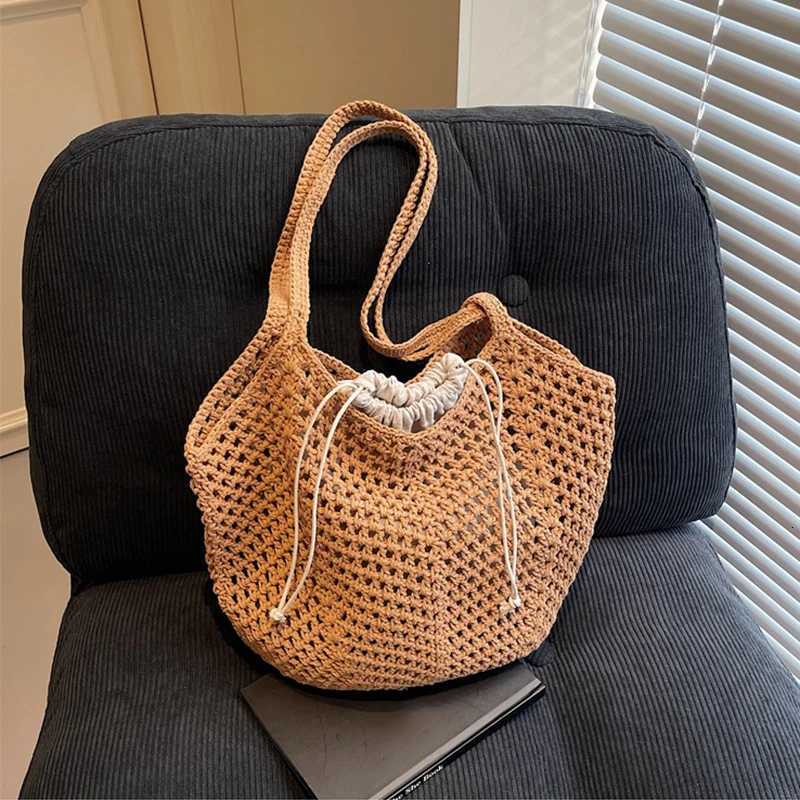 Chic Simple Lady Large Capacity Shoulder Bags Shopping Beach Bag for Women Casual Straw Woven Tote Bag Female Handbag Purses W250911