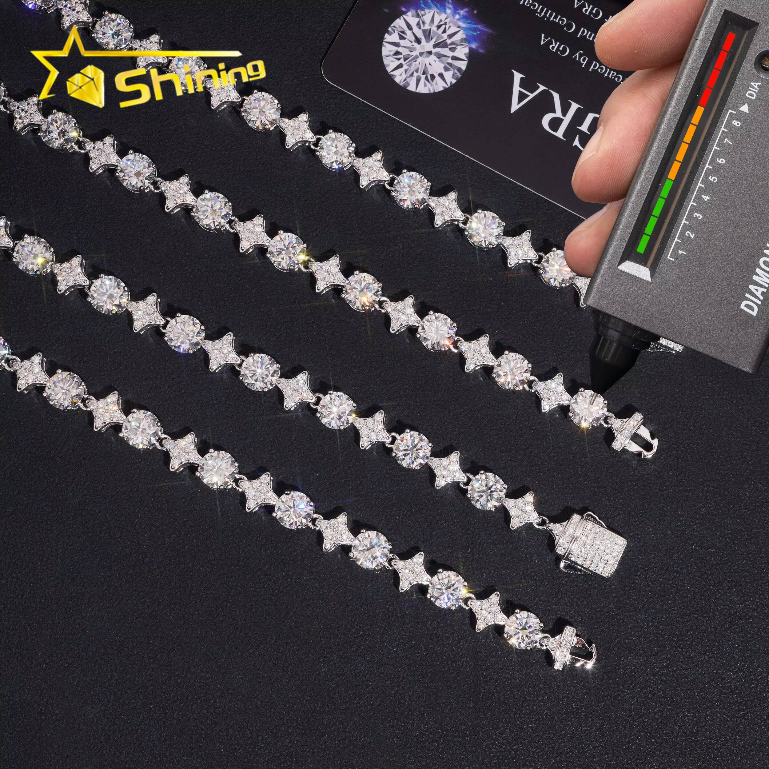 Star Design Moissanite Necklace Luxury Fine Jewelry Gold Plated 925 Sterling Silver Pass Diamond Test Moissanite Chains