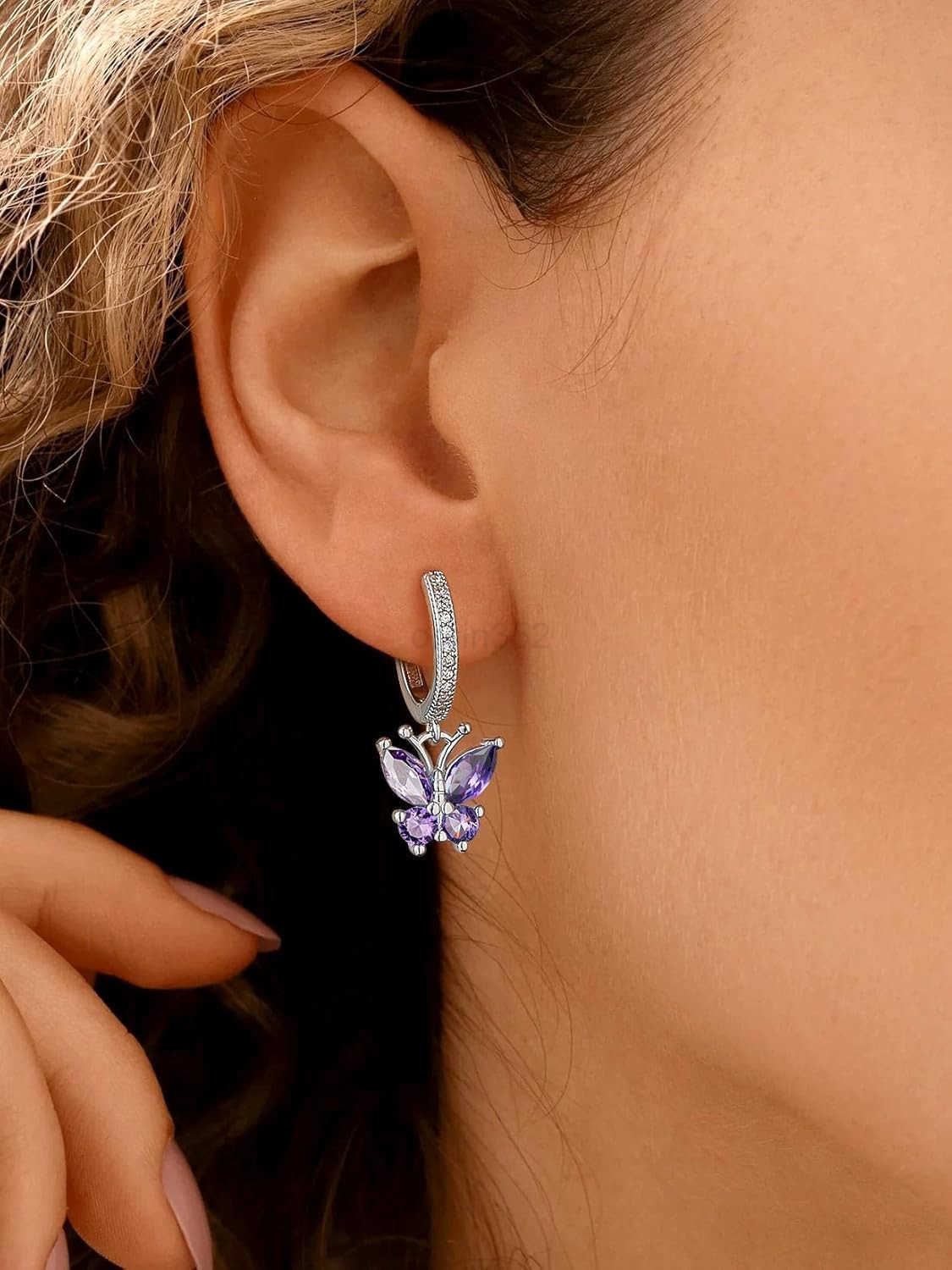 925 Sterling Silver Butterfly Earrings Hypoallergenic Birthstone Earrings for Women Butterfly Dangle EarringDainty Birthday Gifts for WomenHerW250911