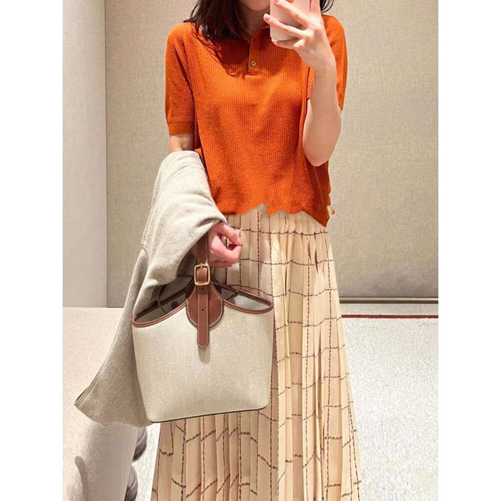 Designer Bag Tote Bag Shoulder Bag Women Summer Literary Style Cowhide Patchwork Cotton Linen Handbag Bucket Shoulder Crossbody Bag