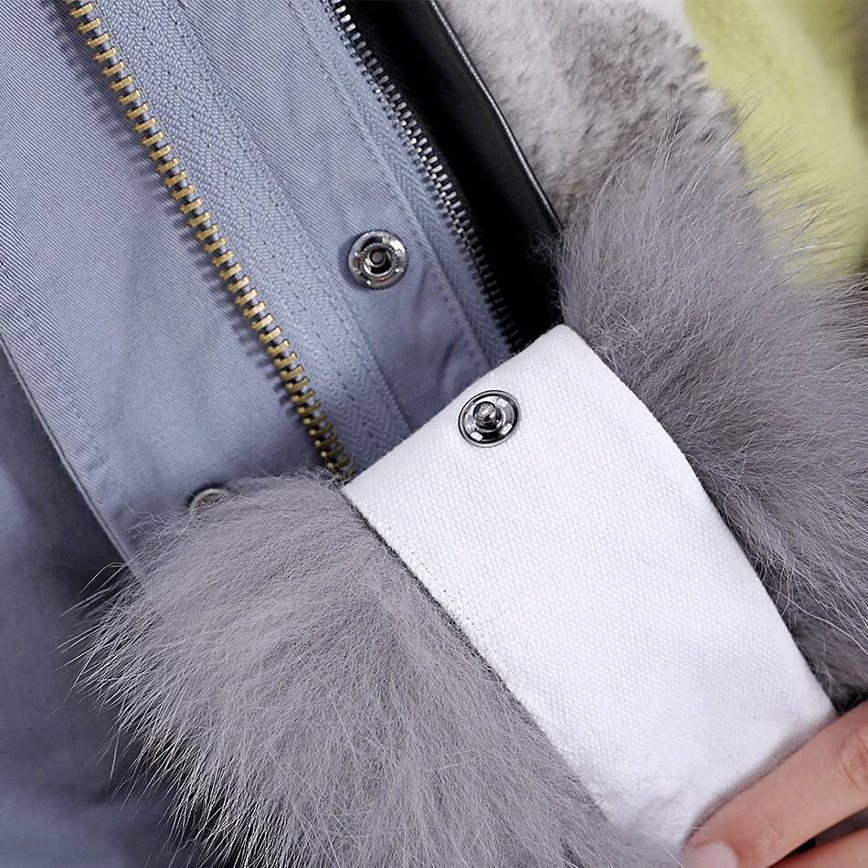 2024 Maomaokong Women winter natural raccoon fox collar long coat real rabbit fur lining parkas Women's jacket