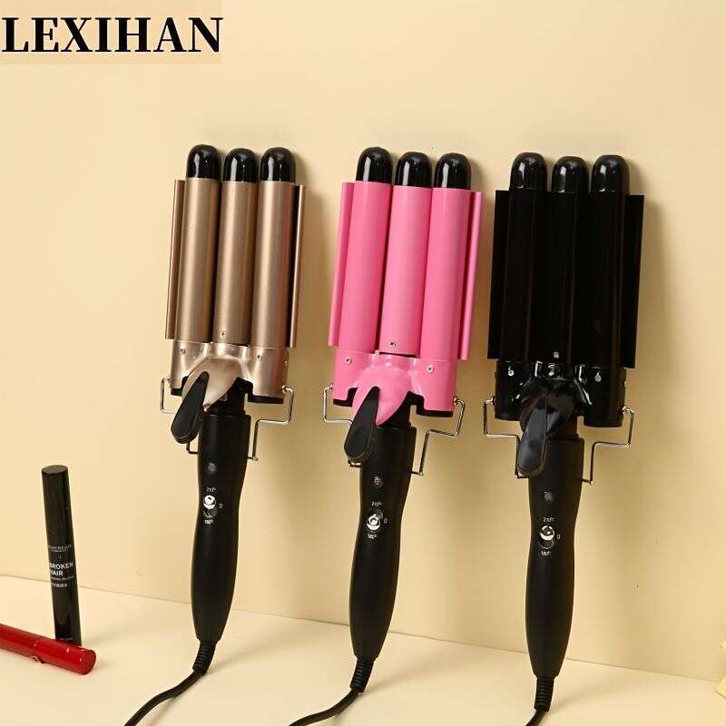25Mm Three-Tube Egg Roll Curling Rod With Two Temperature Controls, Fast Heating Portable Curler For Wavy Hair