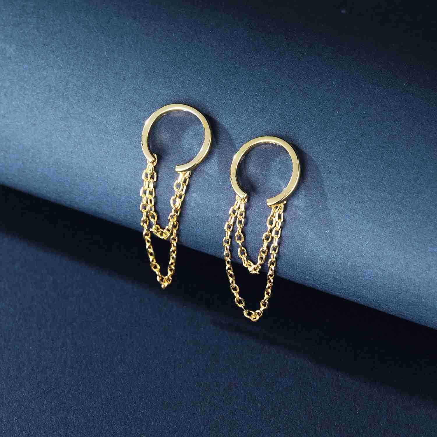 Solid 925 Sterling Silver Cuff Earrings Chain for Women Cartilage Wrap Earrings Helix CuffsW250911