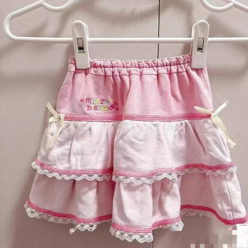 Sweet Lolita Style Cake Mini Japan Women Kawaii Cartoon Embroidery Bow Pleated Skirts Y2k Short Fairy Skirt Faldas Mujer dongdumaoyi