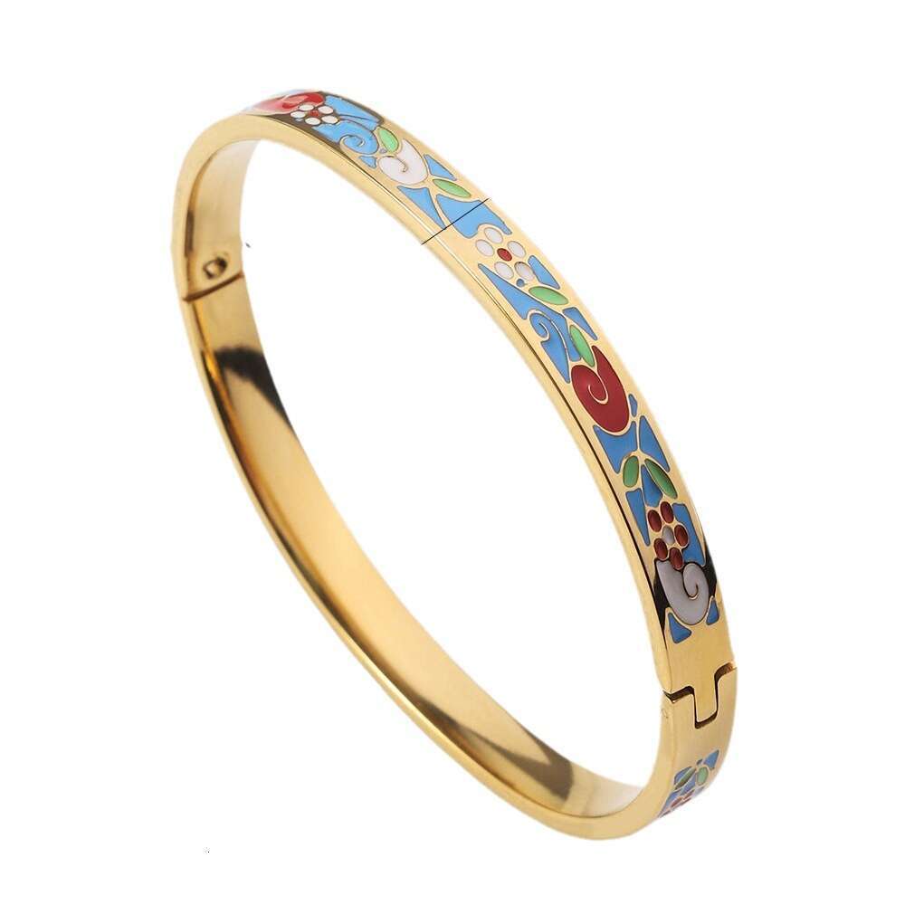 new gold tone bracelet designer bracelet for women luxury jewelry 18K Gold Plated Retro Personalized Enamel Drip Oil Style Titanium Steel Bracelet Who
