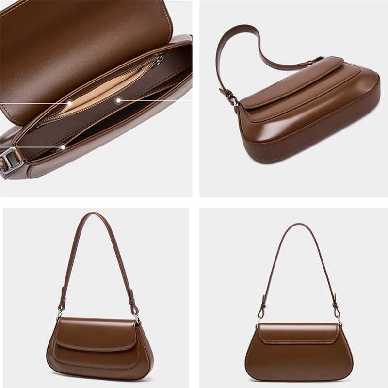 Burminsa Chic Genuine Leather Saddle Shoulder Bags For Women 2025 Luxury Designer Crossbody Purse Underarm Small Ladies Handbags W250911
