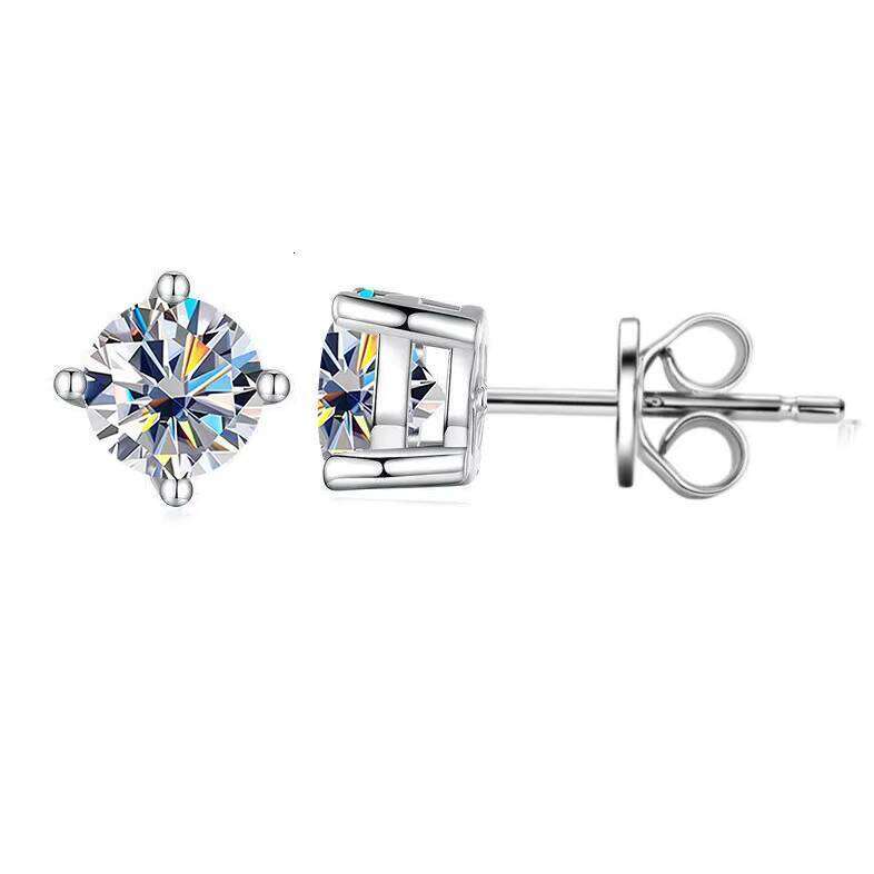 0.5-3ct D Color Fashion Round Earring Moissanite Stud Earrings for Women