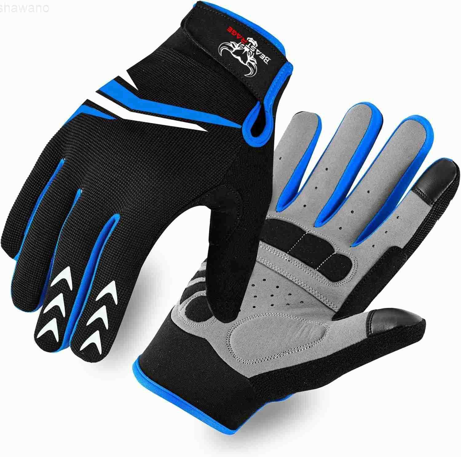 Finger Cycling Gloves with Padding for Men Women AntiSlip Shock Absorbing Breathable Touchscreen Mountain Bike Gloves for BMX MTB Riding Road RacingW2