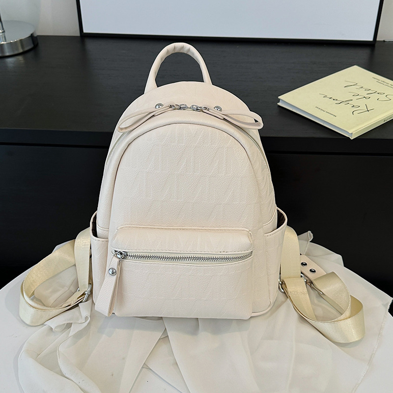 TB BHULAMTE Luxury Designer Bag 2025 New Women's Backpack British Style Embossed Letter Backpack Hong Kong Style Commuter Soft Leather Campus Bag