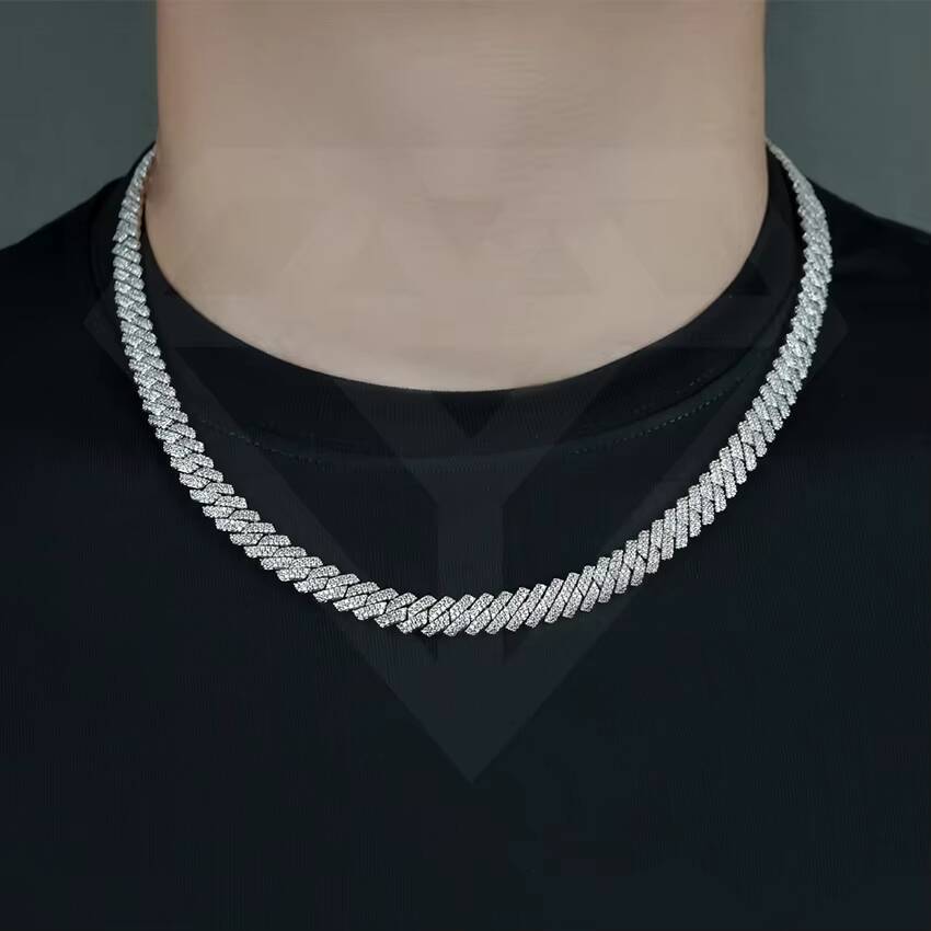 Customizable 1019mm HipHop Cuban Link Chain CZ Diamond Bracelet Necklace in Iced Brass Cubic Moissanite for Gift