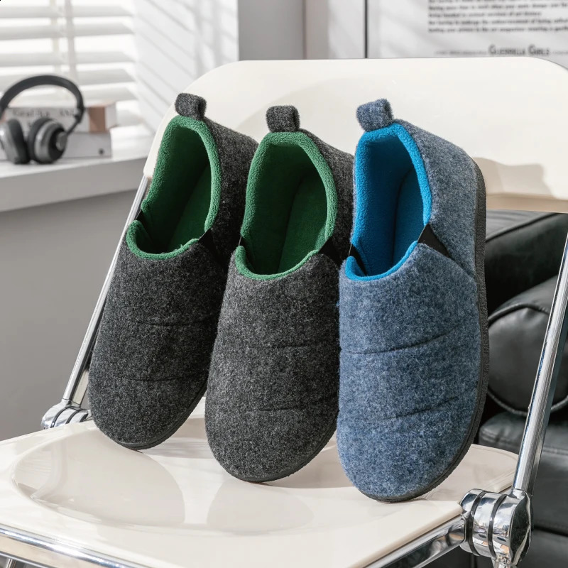 Comwarm Men Warm NonSlips Slippers Cozy Casual Indoor Outdoor Flats Slides Plush Bedroom Warm Shoes Male Soft Sole Home Shoes250906