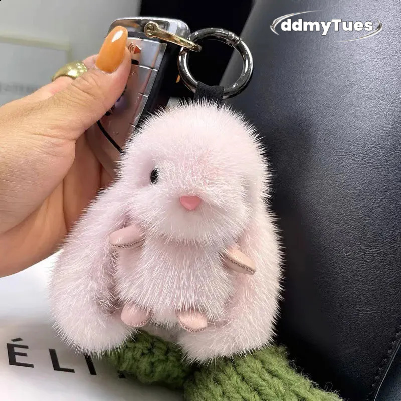 Cute Girl Toy Plush Rabbit Faux Mink Car Keychain Toys Pendant Doll Bag Decoration Keyring Dolls Birthday Gift 250121 TUES