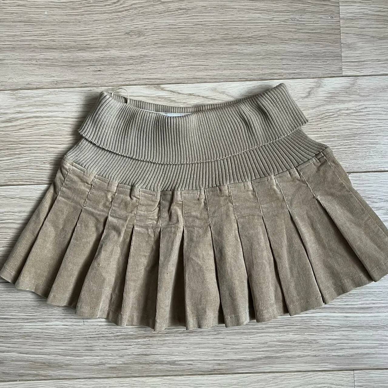 Y2K Ribbed Stretchy Waistband Mini Gothic Pleated Womens Haruku Autumn Winter Retro Apricot Black High Waist Skirt dongdumaoyi