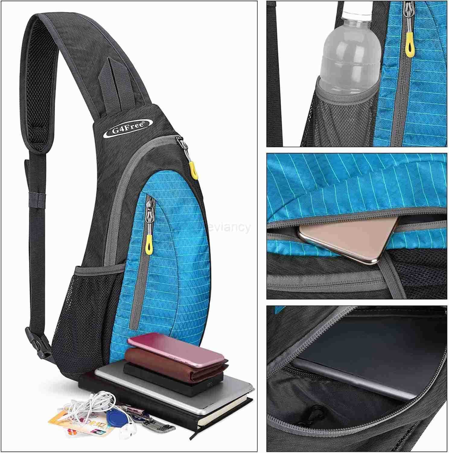 Sling Bag for Men Women Small Crossbody Backpack Lightweight Chest Shoulder Bags for Travel Outdoor and Sports Light BlueW250911