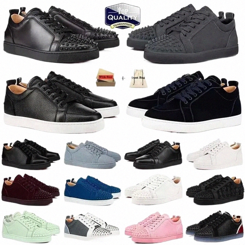 luxury Designer Low Dress Shoes Mens Casual Glitter Grey Rivets Leather Suede Camo Green Men Women Fashion Spikes Office Career Wedding Trainers Sneak Z7eC#