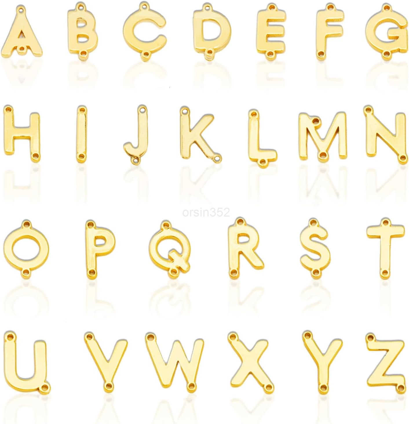 26Pcs 18K Gold Filled AZ Alphabet Letters Charms for Jewelry Making Initial AZ Alphabet Charm Pendant Beads Slide Glitter Pendants for Women DIY Neckl