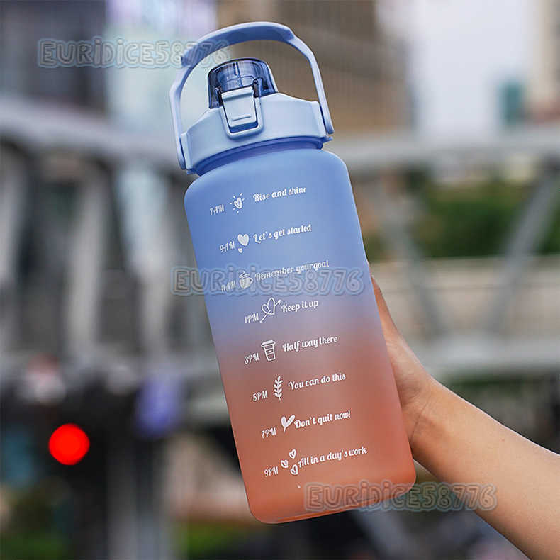 Gradient Water Cup Straw Cup Frosted Cup Large Capacity Kettle Outdoor Sports Water Cup Portable Straw Plastic Cup H250911