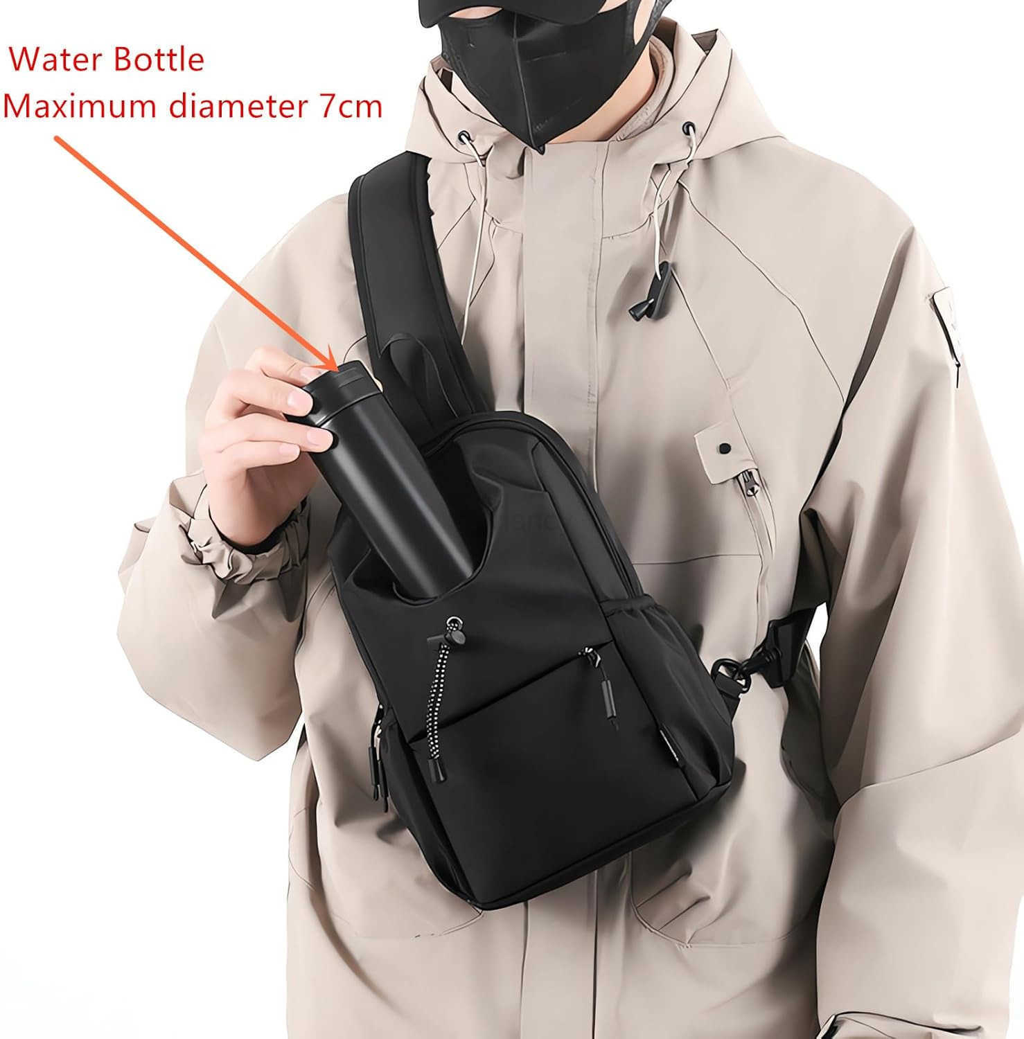 small waterproof sling bag with water bottle holder crossbody sling backpack for men women chest bag for hiking travelW250911