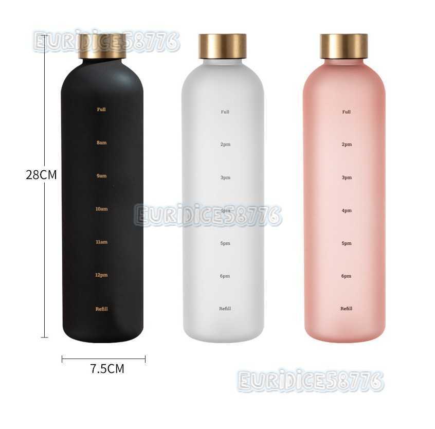 1000ml Gradient Color Space Cup Fitness Sports Water Bottle Plastic with Time Scale Travel Cup H250911