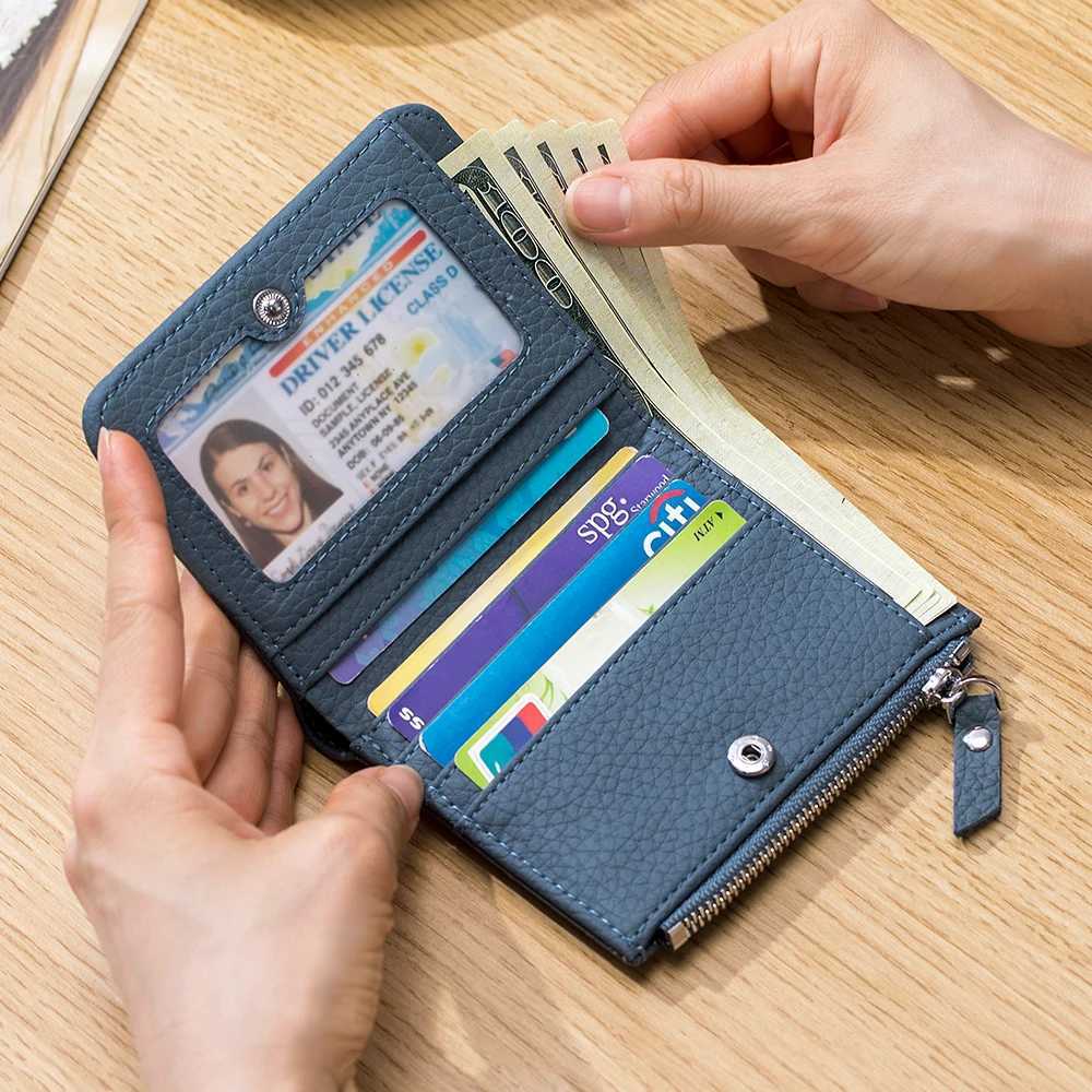 Genuine Leather Men Women Cute Short Wallet Luxury Solid Zipper Coin Purse rfid Bank Credit Card Holder Slim Small Money Bag W250911