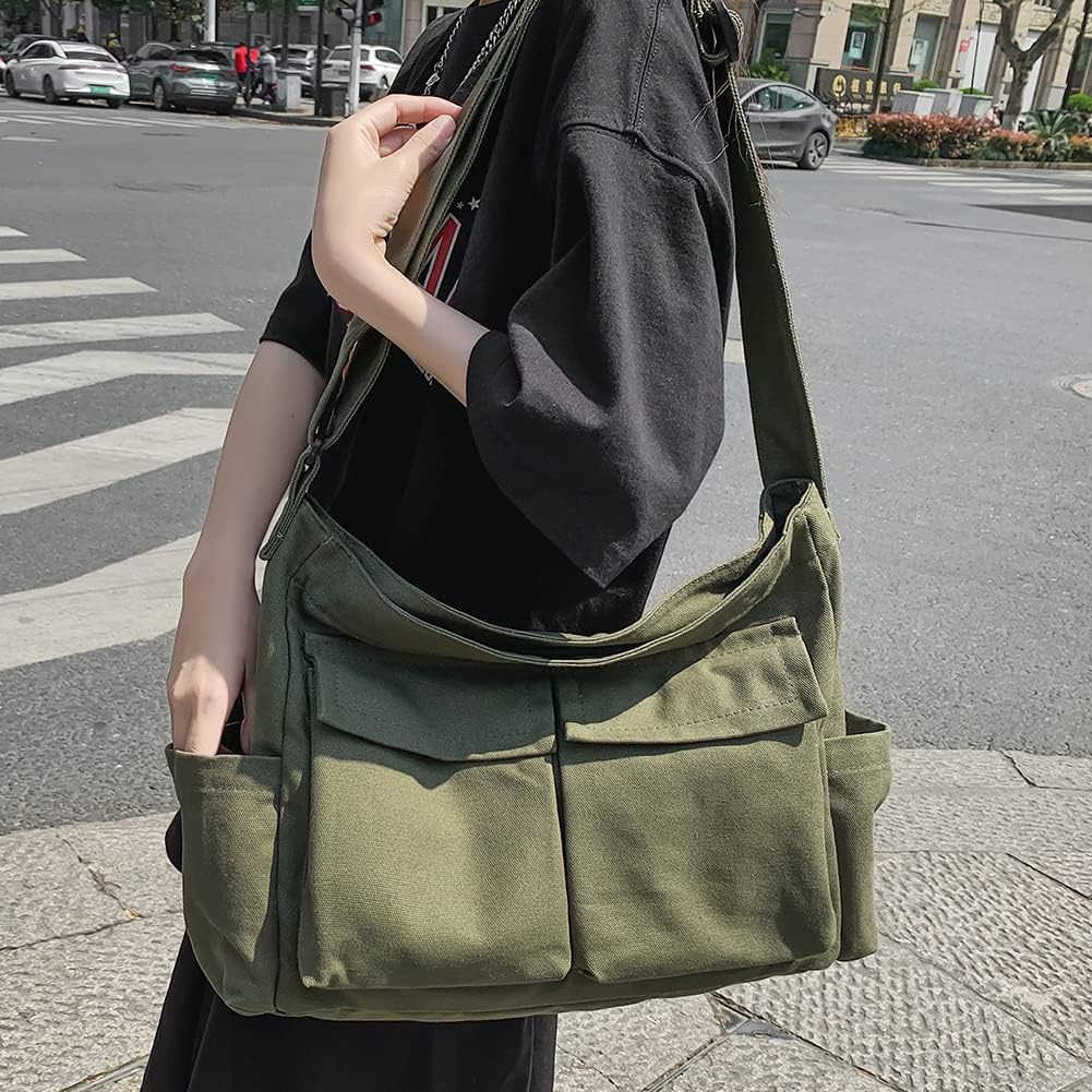 Crossbody Bag Messenger Cute Bag with Pins and Pendant for Women Girls Casual Shoulder Aesthetic School bagW250911