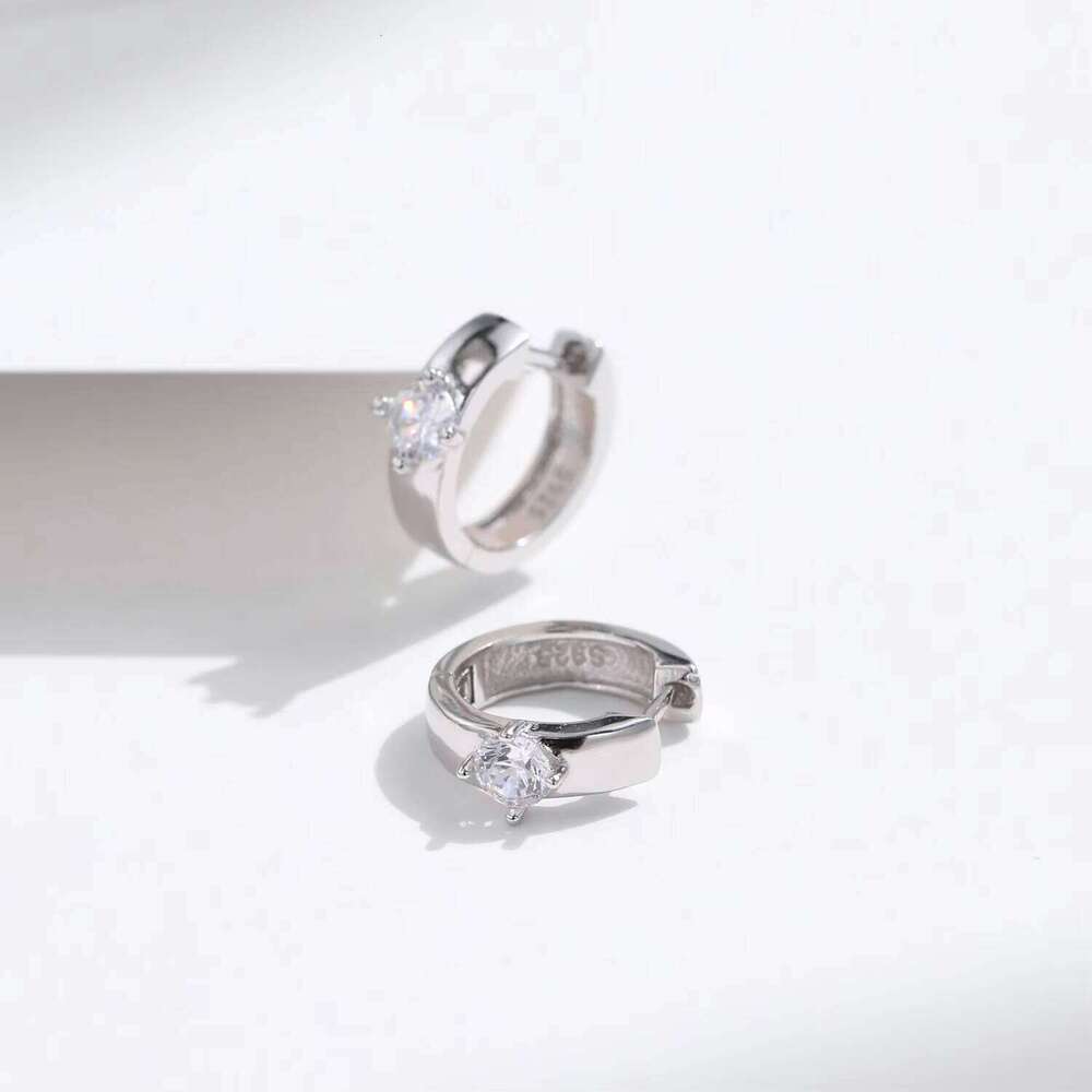 Tempusort Minimalist Hoop 0.4Ct Fine Jewelry Sier Moissanite Earrings Hoops