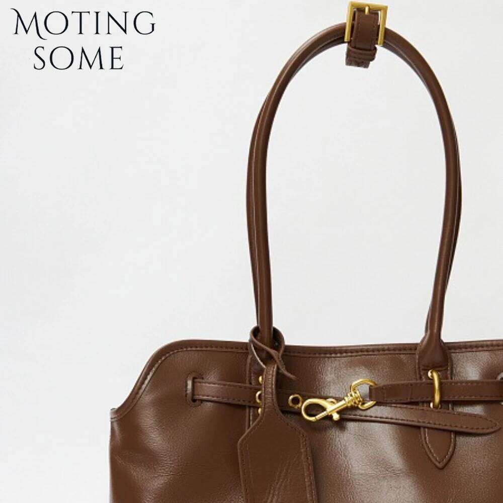 Motingsome Natural Cowhide Skin Roomy Women Shoulder Designer Bag Fashion French Style Chic Lady Casual Tote