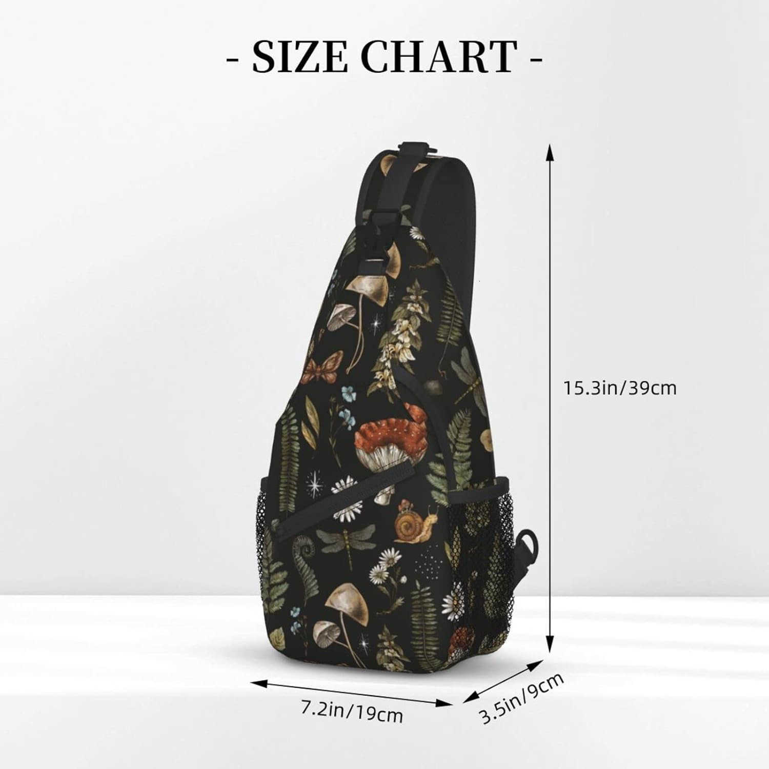 Sling Bag Vintage Mushroom Leaf Forest Hiking Daypack Crossbody Shoulder Backpack Travel Chest Pack for Men Women Over 12 Years OldW250911