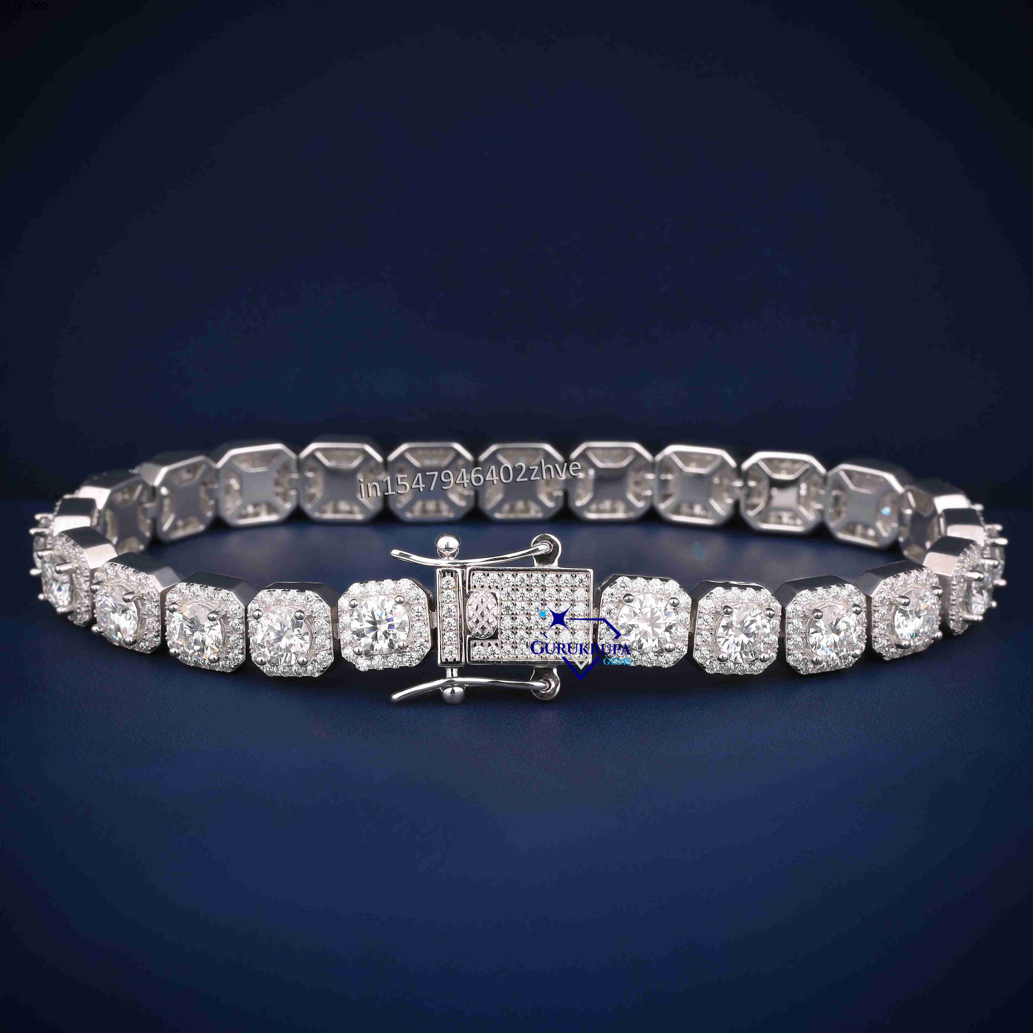 VVS D Moissanite Bling Square Diamond Bracelet 925 Sterling Silver Tennis Bracelet Jewelry