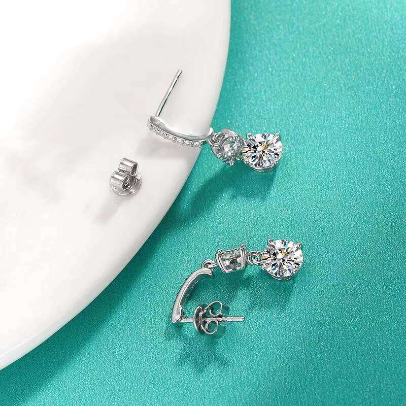 Fashionable Sier 3ct Moissanite Tassel Drop Earrings Stunningly Shiny Jewelry with Full-Dia Flowing Design