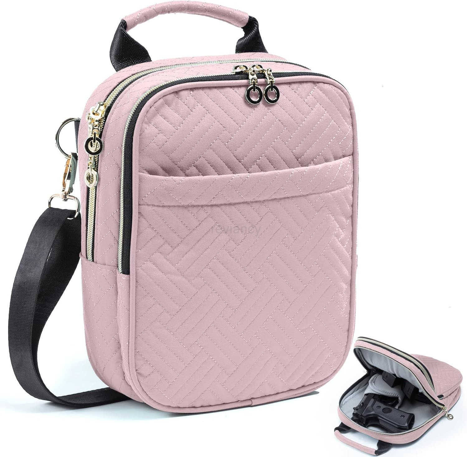 Soft Pistol Case Gun Bag for Women CCW Pistol Bag Crossbody Gun Bag Concealed Carry Gun Pouch Small Tactical Range Bag Gun Case BlackW250911