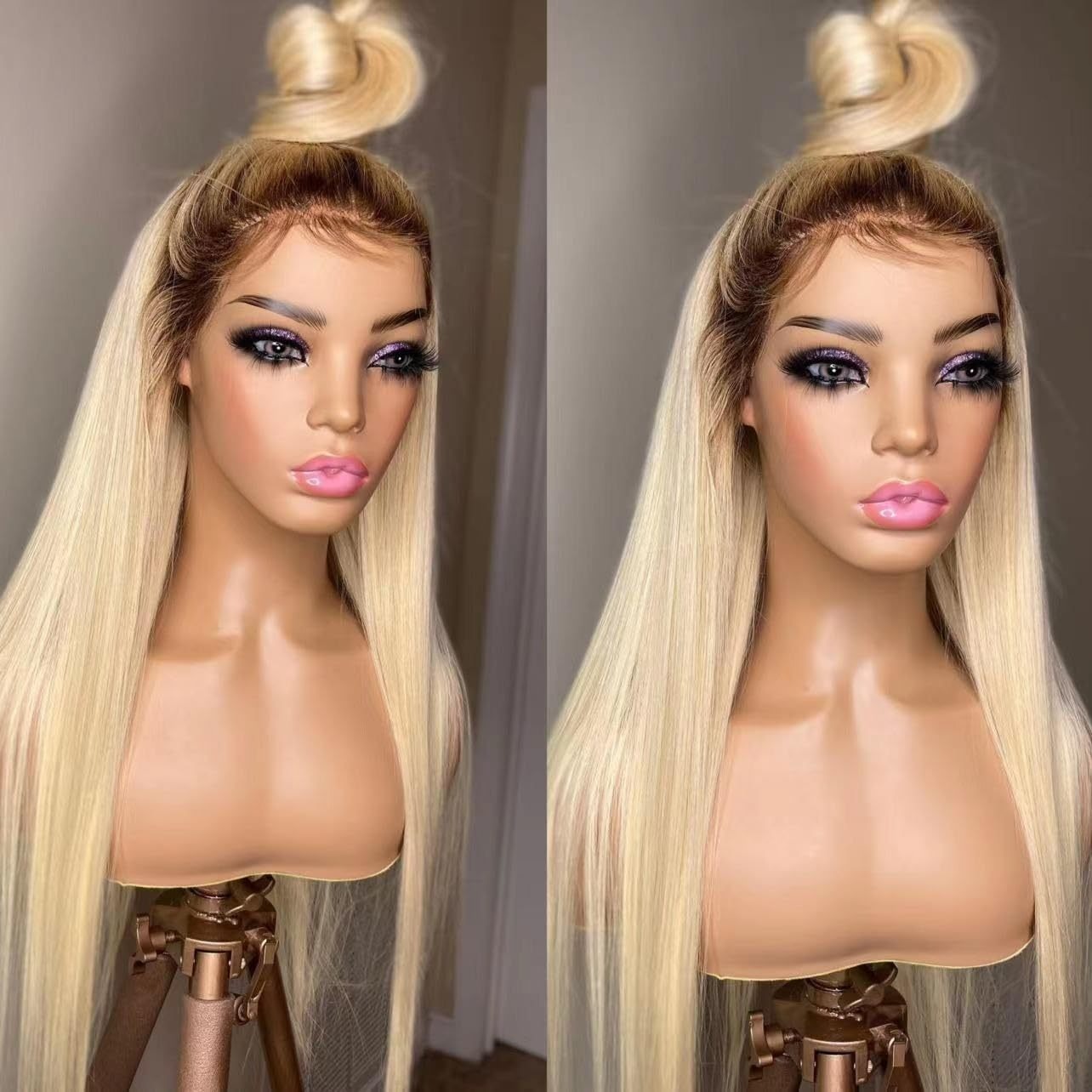 Ombre Blonde Wig 13x6 HD Lace Front Wigs 200% Density Straight Human Hair Wig Pre Plucked Lace Frontal Wig 13x4 360 Full Lace Wigs for Black Women