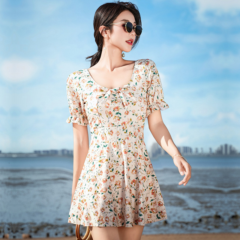 New Swimsuit for Women, Conservative and High-End Feel, Plus Size, Two-Piece Floral Skirt Style, Slimming, Tummy Covering, Vacation Hot Spring Swimwea