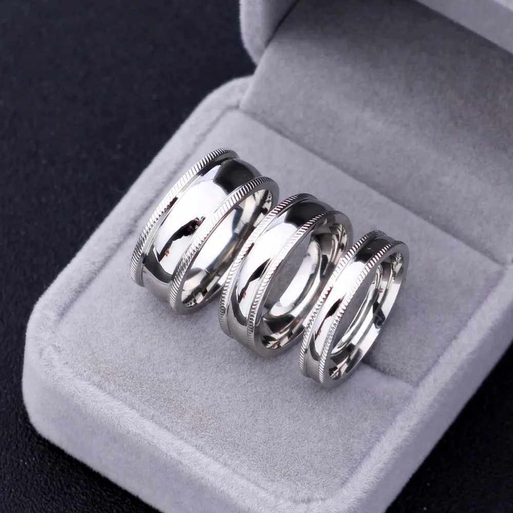 1 Piece 4mm 6mm Stainless Steel Light Polish Rings For Men and Women Lovers Personalized Engraved Ring W250911