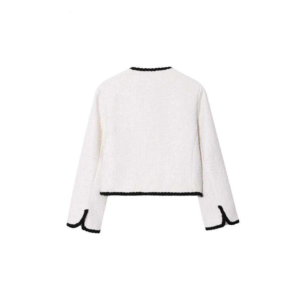 DHEssentials Autumn and Winter French Style Fashion Versatile Color-Block Trim Fleece Jacket