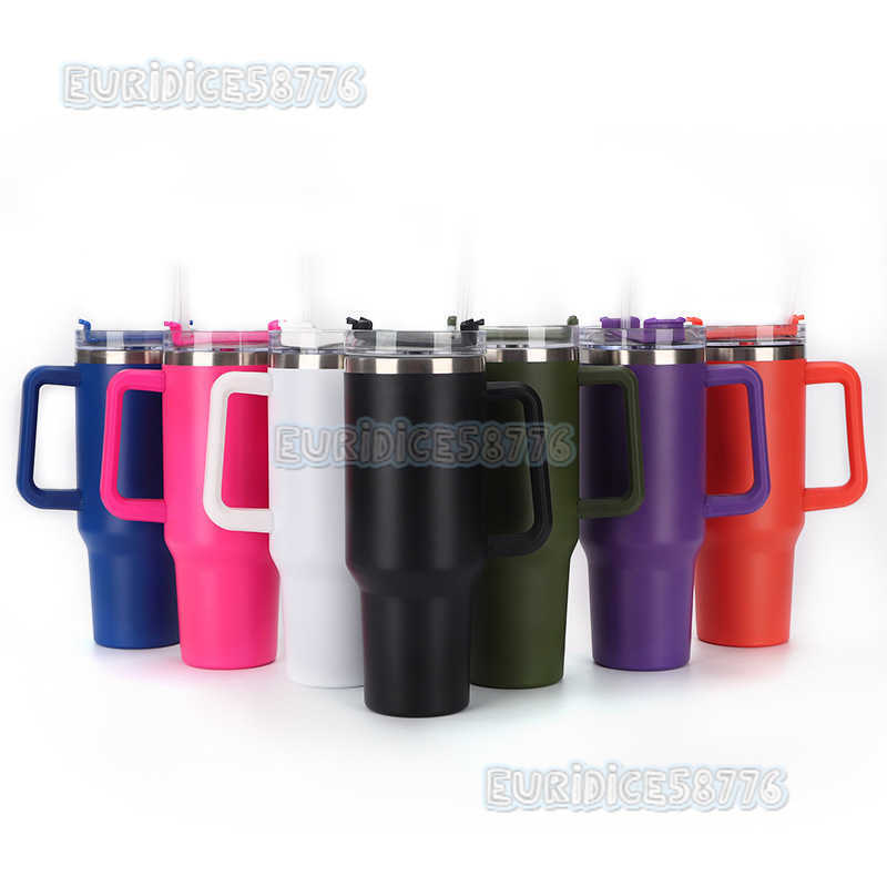 40oz Straw Handle Cup Large Capacity Doublelayer Insulated Cup Outdoor Portable Car Cup Gift H250911