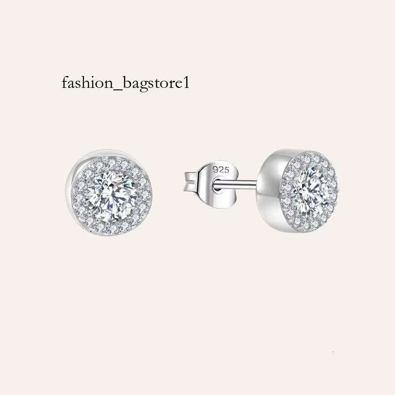 YH Jewellery S Sterling Sier with Dia Halo Center Stone Fine Jewelry Elegant Earring Post Earrings