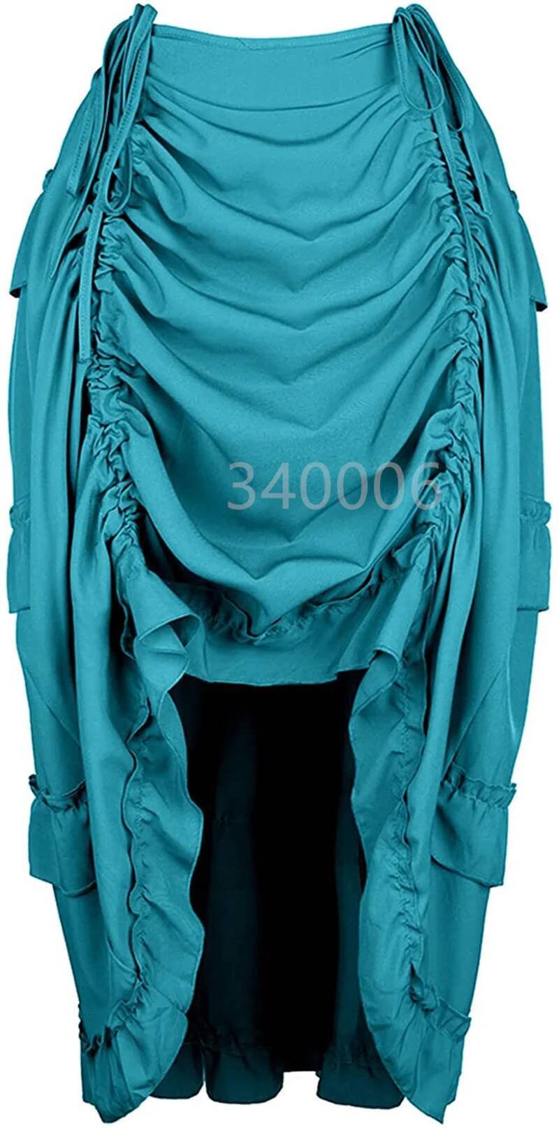 Steampunk Women Skirts Gothic Irregular Shirring Pleated Party Maxi Long Skirt High Low Costumes Punk Sexy Corset Plus Size Red dongdumaoyi