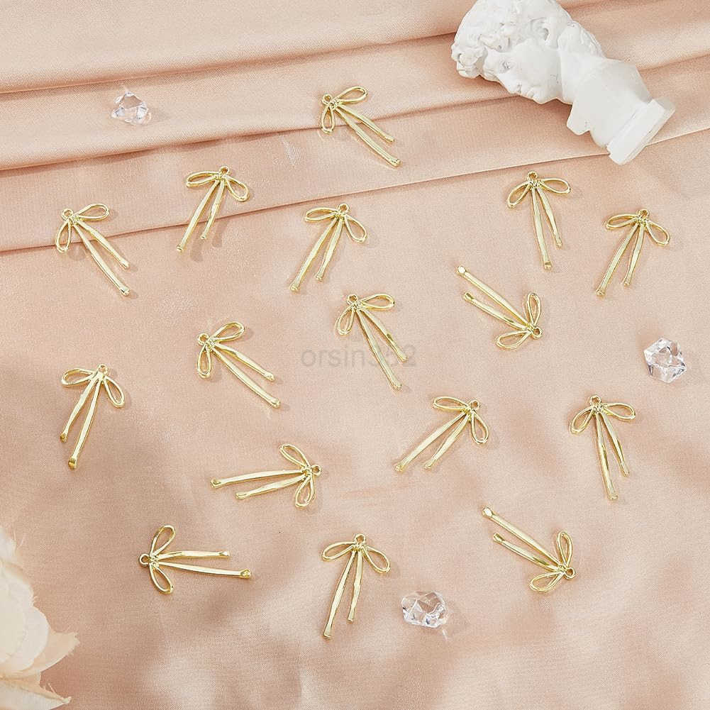 Charms Alloy Bow Tie Charms Hollow Pendant Bow Earring Charms Bow Link Dangle Pendants with a Hole for DIY Jewellery Making CraW250911
