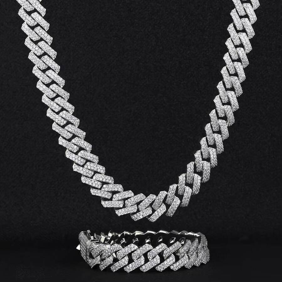 KRKC Wholesale Mens Hip Hop Jewelry Cuban Link Necklace 14k 18k Gold Iced Out Diamond CZ Cuban Link Chain for Men Women