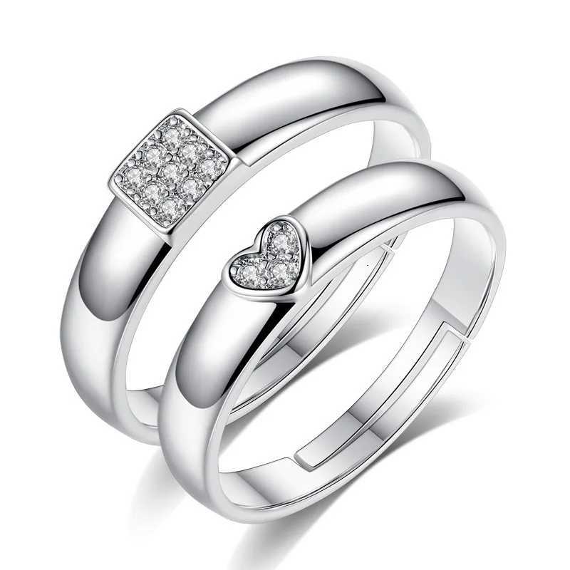 Fashion Exquisite Silver Color Pair Rings for Women Men Adjustable Couple Engagement Wedding Gift Jewelry Accessoires Wholesale W250911