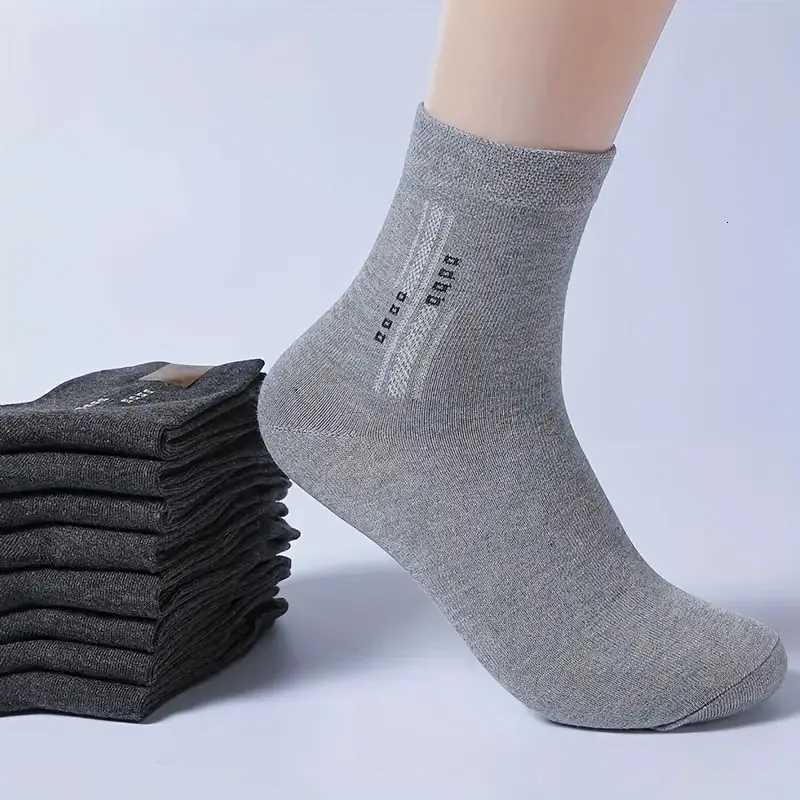 510 Pairs Men Knitted Round Neck Socks Soft Comfortable Business Odor Resistant Sweat Absorbing Breathable Casual Socks D250911
