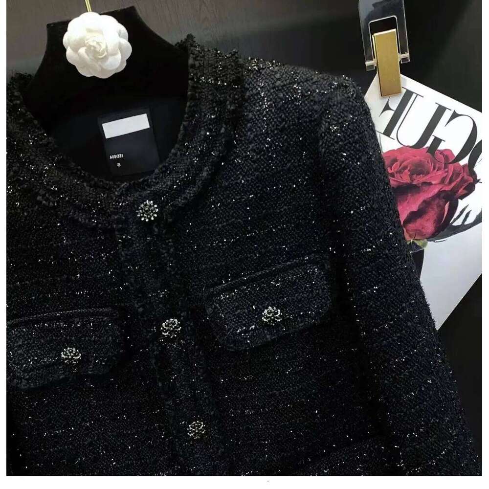 Autumn Winter New Suit Coat Women's Short Round Neck Black Tweed Temperament Cassic Blazers