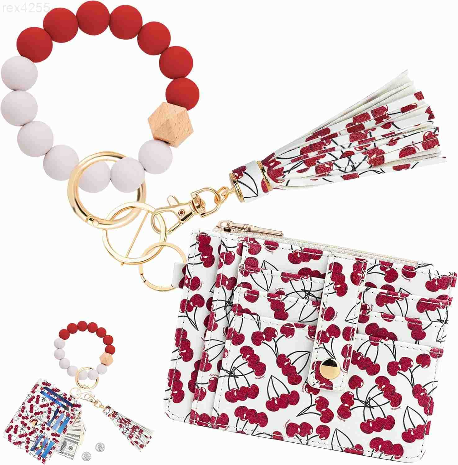 Wallet Keychain Wristlet for WomenSlim RFID Credit Card Holder Purse Tassel Keychain Bangle Key Ring for Men WomenW250911