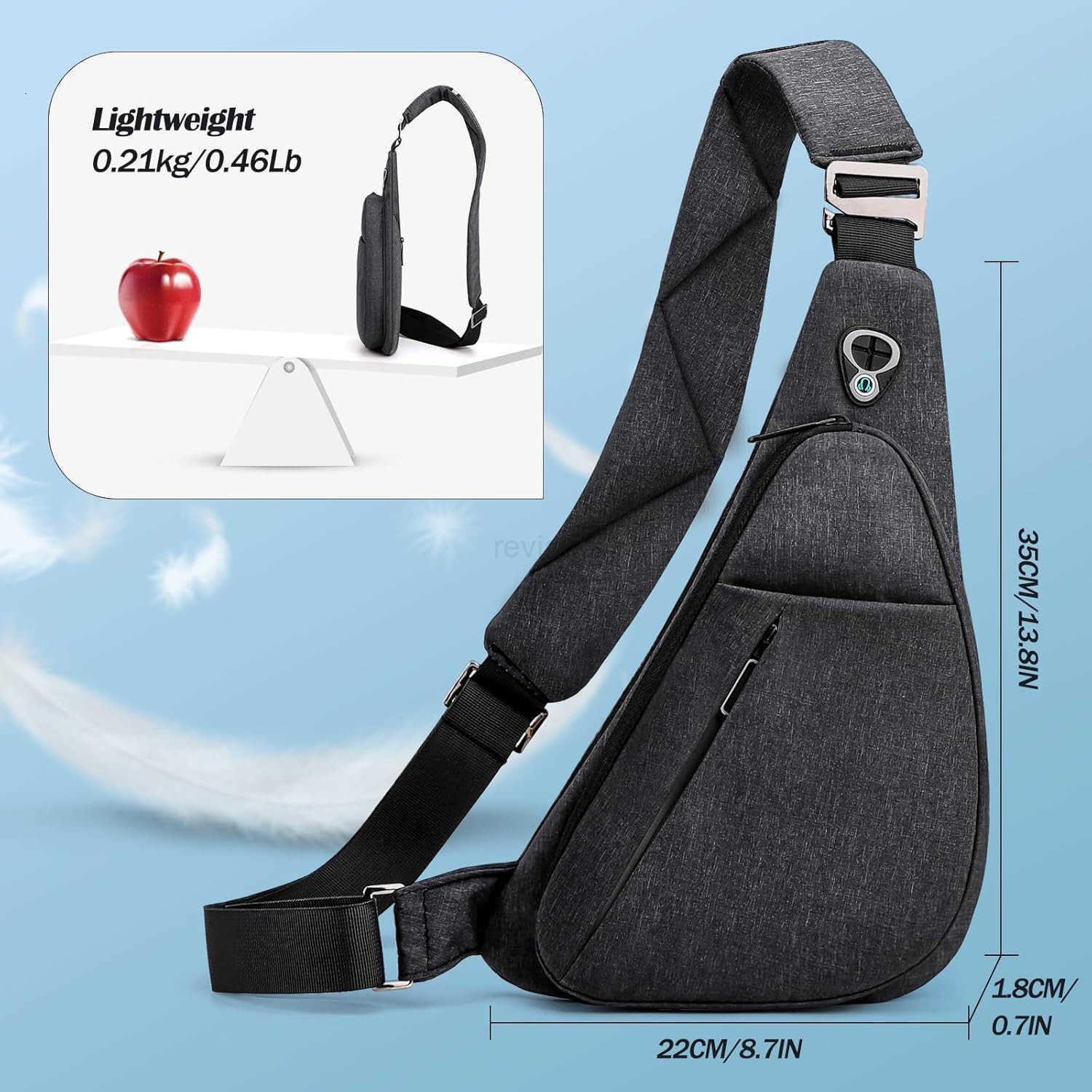 Crossbody Bag AntiTheft Lightweight Casual Shoulder Backpack Sling Chest Bag Belt Rucksack for Travel Bicycle SportW250911