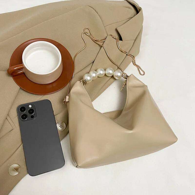 Women Pearl Handle Handbag Fashionable Elegant Lightweight Dumpling With Long Chain Outing Crossbody Bag Shoulder Bags